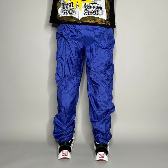 Vintage 90s Nike Track Pants Mens S Royal Blue Nylon Joggers Subtle Embroidered - Picture 3 of 4